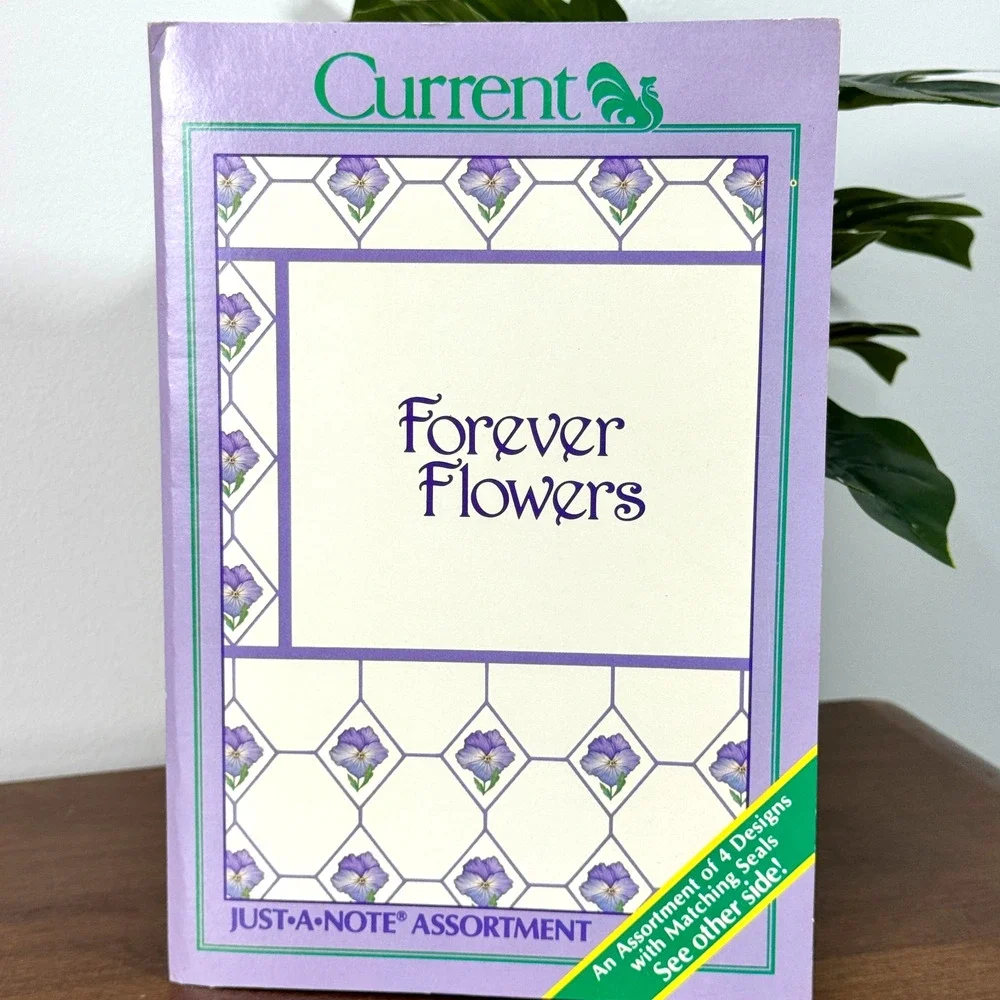 Vintage Current Just-a-Note Forever Flowers Note Cards Matching Seals Fold Over
